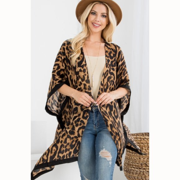 riah Other - Best Seller! Leopard Print Kimono / Swim Cover-Up